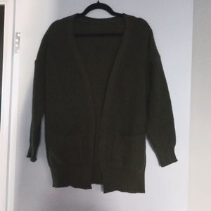 Oversized Slouchy Olive Green Knit Cardigan